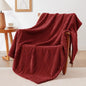 EXQ Home Fleece Throw Blanket for Couch or Bed - 3D Waffle Patchwork Pattern Jacquard Decorative Blankets - Cozy Soft Lightweight Fuzzy Flannel Blanket Suitable for All Seasons(50"×60",Red)