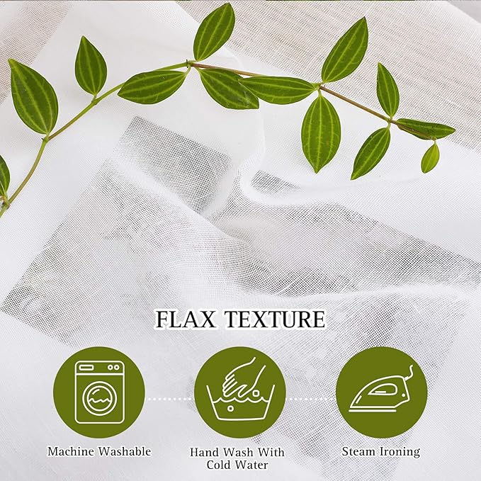 NICETOWN White Sheer Linen Curtains 84" Long, Grommet Top Privacy with Enough Light Through Semi Sheer Window Treatments Vertical Drapes for Living Room/Bedroom, 2 Pieces = 140" Wide