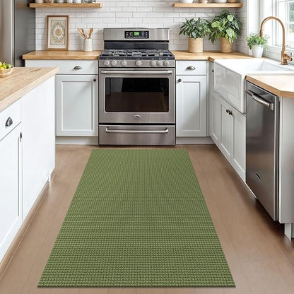 KOZYFLY Rugs for Entryway 3x5 ft Washable Area Rug Non Slip Rubber Backed Entry Rug Woven Indoor Door Mat Cotton Kitchen Rugs Floor Carpet for Entryway, Foyer, Backdoor, Bright Green/Earthy Green