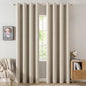 MIULEE 100% Blackout Linen Curtains for Bedroom Thermal Insulated Stone Grommet Room Darkening Curtains & Drapes Fall Decor for Living Room Nursery 52 x 108 Inch (2 Panels)