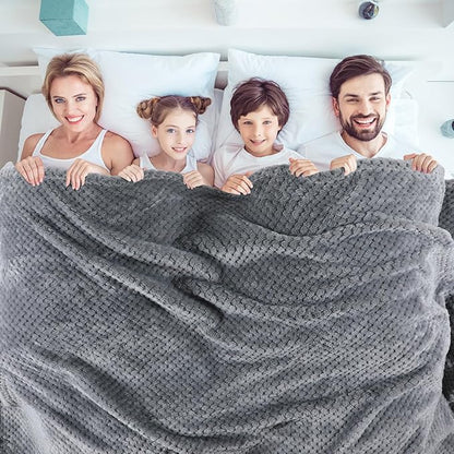 Newwiee 4 Pcs Flanne Fleece Throw Blanket for Bed Couch Large 3D Waffle Textured Soft Blanket Winter Warm Lightweight No Shedding No Pilling Decorative Throw, 50x60 Inch(Neutral Color)