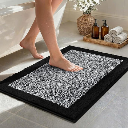 Bathroom Rugs 30x20 Non Slip Washable, Black Bath Mat for Bathroom Floor Tub, Soft Absorbent Quick Dry Mats for Shower, Bathtub,Home Decor