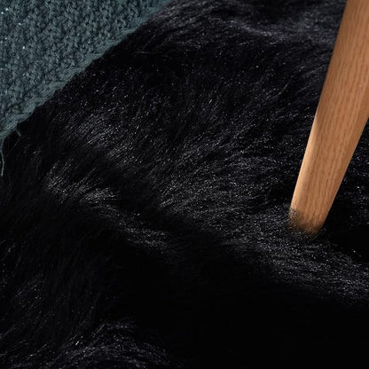 ORINOVA Black Fluffy Faux Sheepskin Washable Fur Area Rugs for Bedroom Living Room Small Shag 2x4 Furry Nursery Rug