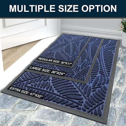Colorxy Waterproof Doormat, Sturdy Natural Rubber Front Indoor Mat, Non Slip Low Profile Indoor Outdoor Door Mats, Stain and Fade Resistant Floor Mat, Easy Clean Patio Entrance Mat, 36''x24'', Navy