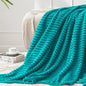 BEDELITE Fleece Throw Blanket for Couch – 3D Ribbed Jacquard Soft and Warm Decorative Fuzzy Blanket – Cozy, Fluffy, Plush Lightweight Blue Throw Blankets for Bed, Sofa, 50x60 inches