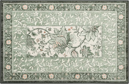 GarveeHome Sage Green 2x3 Door Mat Indoor Rugs for Entryway Provence Small Botanical Grove Cottagecore Washable Non-Slip Low-Pile Rug for Bedroom Kitchen Bathroom Entrance