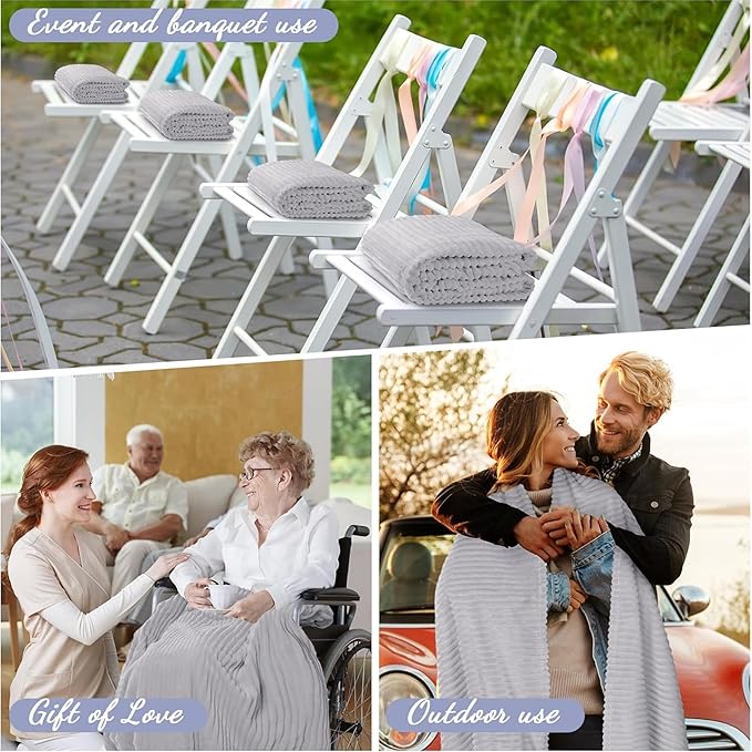 Buryeah 24 Pcs Flannel Throw Blanket Bulk 50 x 60 in Sleepover Blanket Outdoor Wedding Throw Lightweight, Oeko-tex Standard 100 Certified for Sofa Homeless Gifts (Light Gray)
