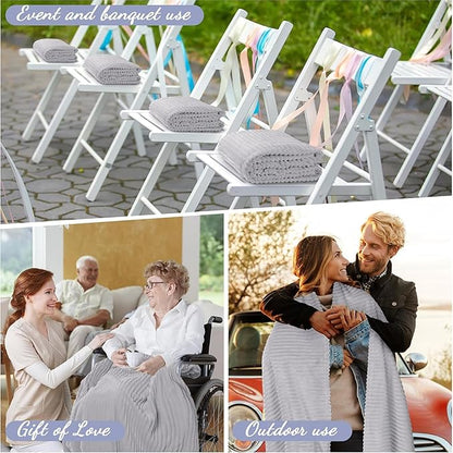 Buryeah 24 Pcs Flannel Throw Blanket Bulk 50 x 60 in Sleepover Blanket Outdoor Wedding Throw Lightweight, Oeko-tex Standard 100 Certified for Sofa Homeless Gifts (Light Gray)