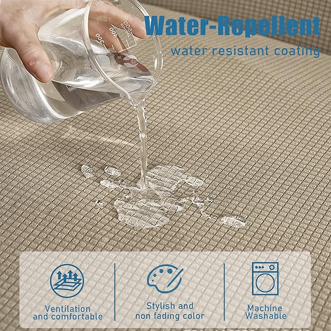 Water Repellent Couch Cushion Covers, Stretch Sofa Seat Slipcover Sets for Camper, Furniture Protector for Pets (Chair Cushion, Sand)