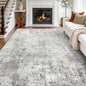 Washable Area Rugs 9'x12' Non-Slip Modern Abstract Soft for Living Room Entryway Bedroom Nursery, Print Pattern, Gray White Grey