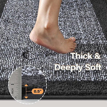 Bathroom Rugs 30x20 Non Slip Washable, Dark Blue Bath Mat for Bathroom Floor Tub, Soft Absorbent Quick Dry Mats for Shower, Bathtub,Home Decor