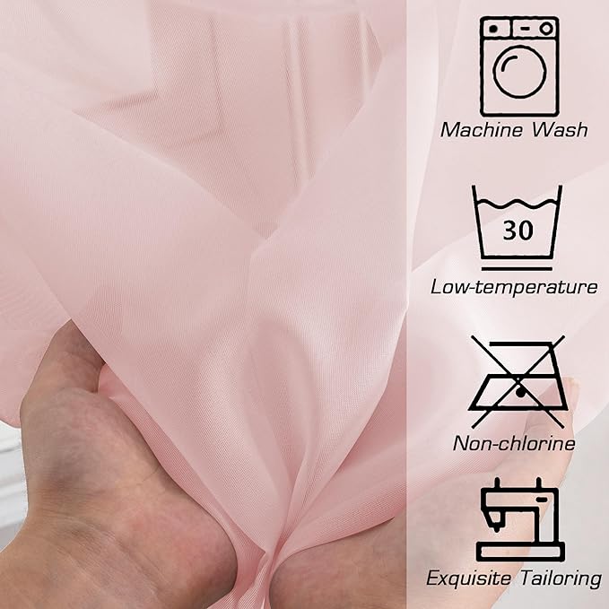 Simplebrand Blush Sheer Curtains 96 Inches Long, Light Filtering Light Purple Rod Pocket Solid Color Window Sheer Curtain Panels, Elegant Curtains & Drapes for Living Room, Bedroom 2 Panels, 42" W