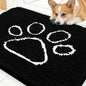 OLANLY Dog Door Mat for Muddy Paws 30x20, Paw Print Design, Absorbs Moisture and Dirt, Absorbent Non-Slip Washable Doormat, Quick Dry Chenille Mud Mat for Dogs, Entry Indoor Entryway Carpet, Black