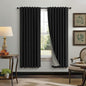Nursery Blackout Curtains 63 Inch Length for Bedroom 2 Panels Back Tab Pocket Heavy Thick Linen Textured Room Darkening Sound Proof Insulated Thermal Dark Out Black Curtain for Winter 63 Inches Long