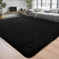 Chicrug Soft Runner Rug for Bedroom Living Room Plush Fluffy Rugs 5x7 Feet, Shag Furry Runner Rug Carpet Non Shedding for Nursery Children Kids Girls Room Home Decorative, Black
