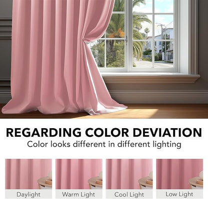 Deconovo Blackout Curtains, Thermal Insulated, W52 x L45 2 Panels, Back Tab, Machine Washable, Room-Darkening Drapes for Bedroom/Living Room Coral Pink