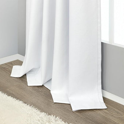 Sliding Glass Door Curtains 98 Inches Long 100% Blackout White Curtains for Bedroom Nursery Living Room Darkening Insulated Thermal Curtains for Summer Heat Lightweight Luxury Drape Playroom Classroom