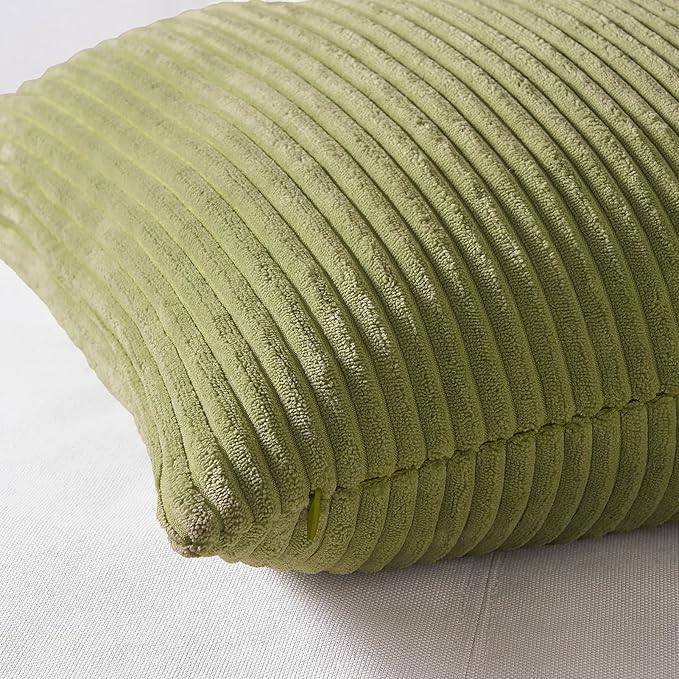 Topfinel Summer Throw Pillows Covers 16x16 Inch Set of 4,Yellow Sage Green Colorful Decorative Vanilla Girl Room Decor Cushion Cases,Couch Sofa Living Room Striped Corduroy Modern Home Decor