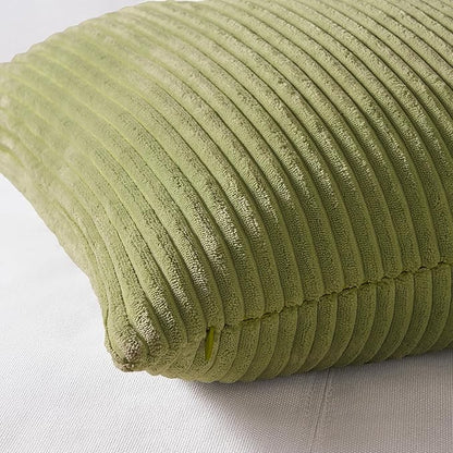 Topfinel Summer Throw Pillows Covers 16x16 Inch Set of 4,Yellow Sage Green Colorful Decorative Vanilla Girl Room Decor Cushion Cases,Couch Sofa Living Room Striped Corduroy Modern Home Decor
