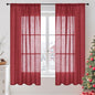BGment Burgundy Linen Curtains 63 Inches Long for Living Room, Semi Sheer Window Drapes Lightweight Rustic Country Textured with Rod Pocket for Dining Bedroom, 2 Panels, Each 42 Inch Wide