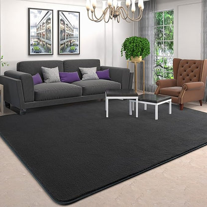 AROGAN Modern Shag Area Rug for Living Room, 6x9 Feet Washable Rugs for Bedroom, Indoor Floor Carpet, Plush Memory Foam Bedside Rugs for Kids Girls Teens Low Pile Decor, Dark Grey