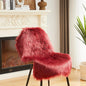AMTOVO Faux Fur Rug, Burgundy Small Area Rug, Fluffy Sheepskin Rug, Fuzzy Ultra Soft 2 x 3 ft Shag Rugs for Bedroom Sofa Throw Cushion Room Decor, Sheepskin