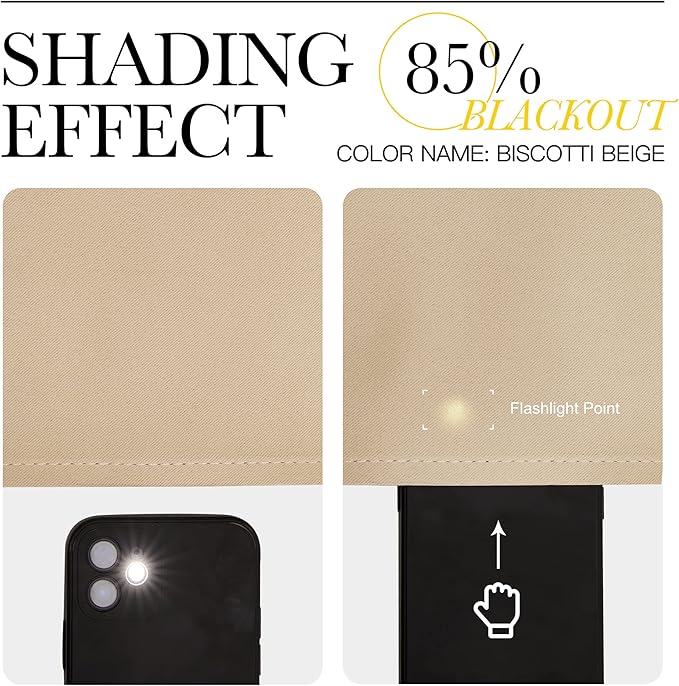 NICETOWN Room Darkening Curtain Panels for Cafe, Biscotti Beige, 2 Panels, W42 x L78 -inch, Thermal Insulated Grommet Room Darkening Draperies/Drapes for Window