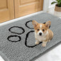 OLANLY Dog Door Mat for Muddy Paws 24x16, Paw Print Design, Absorbs Moisture and Dirt, Absorbent Non-Slip Washable Doormat, Quick Dry Chenille Mud Mat for Dogs, Entry Indoor Entryway Carpet, Grey