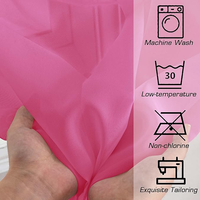 OWENIE Hot Pink Sheer Curtains 84 Inches Long for 2 Panels Set, Solid Light Filtering Voile Sheer Curtains for Living Room Bedroom, Modern Rod Pocket Hot Pink Curtain, 2 Pcs Total 84 Width 84 Long