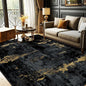 Washable Area Rugs 6'x8' Non-Slip Modern Abstract Soft for Living Room Entryway Bedroom Nursery, Print Pattern, Dark Black Gold