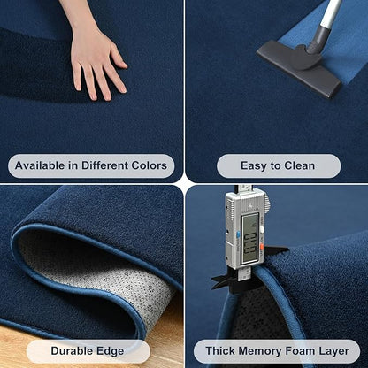 Amearea Large Modern Area Rugs for Bedroom Living Room, 6x9 Feet Navy Blue Thickened Memory Foam Rug, Fluffy Indoor Washable Rugs Non Slip Minimalist Carpet for Boys Girls Dorm Nursery Room Decor