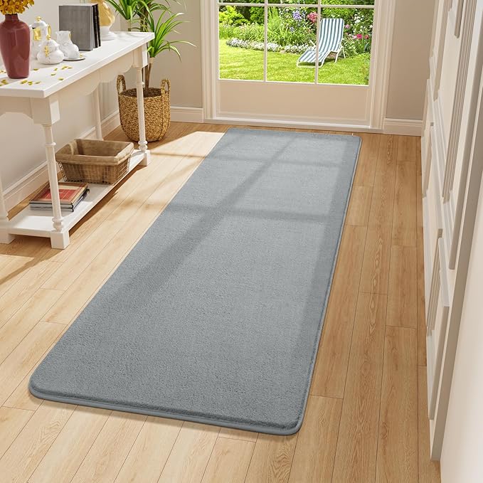 Amearea Modern Soft Hallway Runner Rug, 2x8 Feet Area Rug Runners for Hallways, Washable Runner Rugs, Non Slip Memory Foam Runner Rugs Carpet for Entrance Kitchen Kids Room Decor, Grey