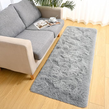 LOCHAS Ultra Soft Indoor Modern Area Rugs Fluffy Living Room Carpets for Children Bedroom Home Decor Nursery Rug 2x8 Feet, Gray