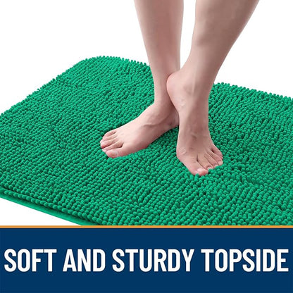 OLANLY Dog Door Mat for Muddy Paws 30x20, Absorbs Moisture and Dirt, Absorbent Non-Slip Washable Doormat, Quick Dry Chenille Mud Mat, Entry Indoor Entryway Carpet for Inside Floor, Emerald Green