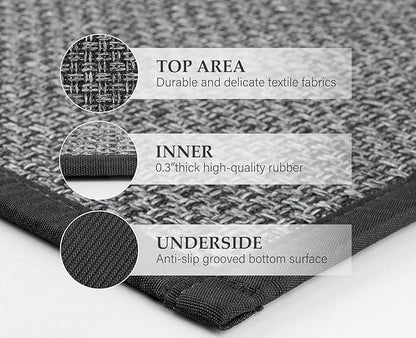eqivei Kitchen Rugs Non Skid Washable Set of 2 PCS, Absorbent Runner Rugs for Kitchen, Farmhouse Weave Floor Mats in Front of Sink, 17.3"x 47"+17.3"x 29" (Inky)