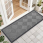 OLANLY Front Door Mat Outside Entrance 47x17, Absorbent, Heavy Duty Sturdy Natural Rubber Doormat Indoor Outdoor, Stain and Fade Resistant, Non-Slip Low Profile Floor Mat for Entryway, Grey Diamond