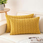 Pack of 2 Corduroy Decorative Throw Pillow Covers 12x24 Inch Soft Striped Pillow Covers Modern Farmhouse Home Decor for Sofa Living Room Couch Bed（Yellow）