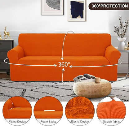 U-NICE HOME Stretch Couch Cover Sofa Cover Sofa Slipcover Furniture Protector for 3 Cushion Couch Sofa Pet Friendly(Sofa, Orange)