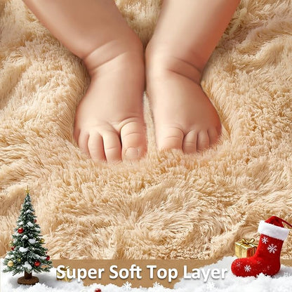 Ophanie 2x8 Runner Rug for Hallway, Upgrade Non-Slip Fluffy Soft Bedside Rugs, Bedroom Living Room Beige Shaggy Carpet for Kids Girls Boys Dorm Nursery Home Decor Aesthetic