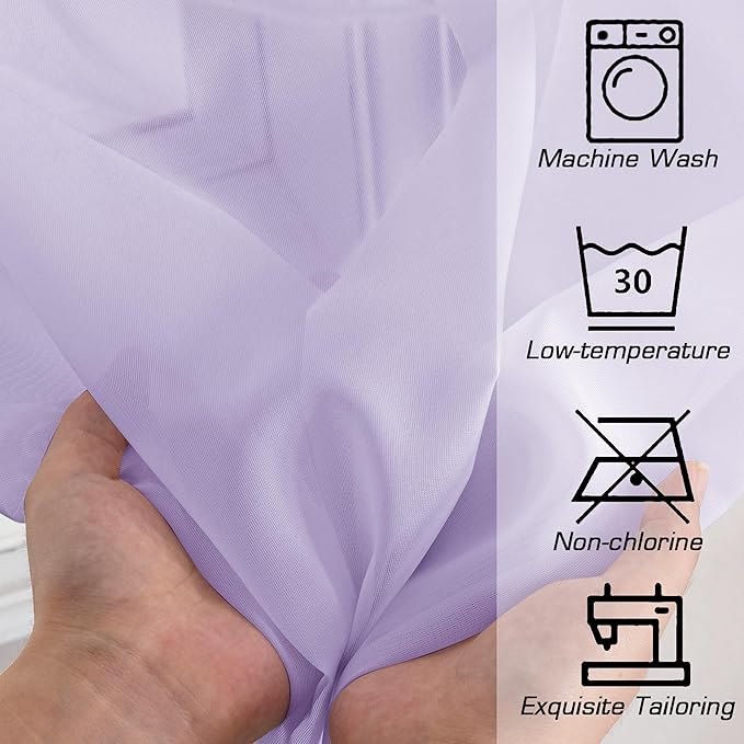 OWENIE Lavender Sheer Curtains 72 Inches Long Set of 2, Airy Sheer Curtains & Drapes for Living Room Bedroom, Solid Voile French Door Curtain Rod Pocket Top, Light Purple, 2 Pcs Total 84 inch Width