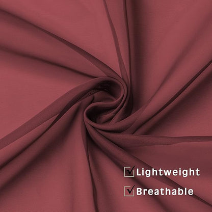 OWENIE Sheer Curtains, Sheer Curtains 63 inch Length 2 Panels Set, Rod Pocket Voile Fimly Sheer Drapes for Living Room/Bedroom, 2pcs, Each 42" W x 63" L, Burgundy