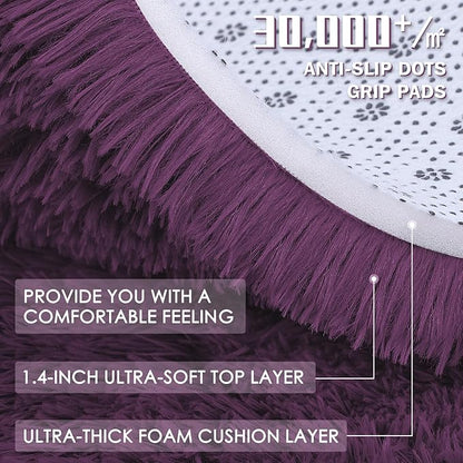 OLANLY 9x12 Machine Washable Large Area Rugs for Living Room, Bedroom, Soft Fluffy Shaggy Bedside Rug, Indoor Floor Carpet for Kids Girls and Boys, Dorms, Nursery, Home Decor Aesthetic, Dark Purple