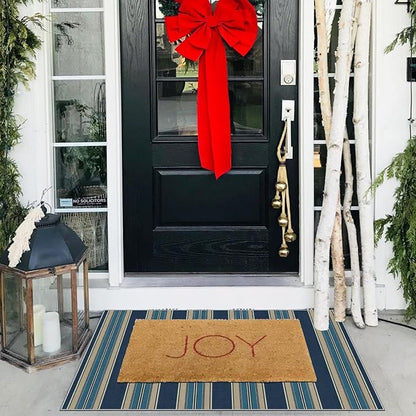Front Door Mat Outside Entrance - 2x3 Striped Non-Slip Washable Welcome Doormat Indoor Outdoor Entrance Navy Blue Coastal Rug Small Throw Rugs for Entryway Bedroom Kitchen Front Porch Decor