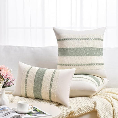 Fancy Homi Set of 1 Sage Green Boho Lumbar Decorative Throw Pillow Covers 16x24 Inch for Living Room Bedroom Couch Bed Sofa, Rustic Retro Cushion Case, Bohemian Room Home Decor, Women Teen Girls Gift