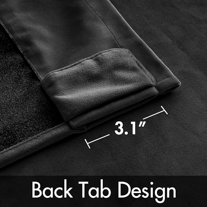 MIULEE Black Velvet Curtains 96 inches 2 Panels - Luxury Blackout Curtains for Bedroom Living Room Thermal Insulated Super Soft Window Drapes Rod Pocket & Back Tab Halloween Decor, W52 x L96 inches