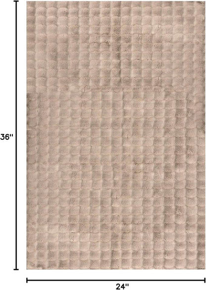 Nuloom Jeni Taupe, 2' x 3', Solid Faux Rabbit, Fluffy and Cozy, High Traffic, Stain Resistant, Easy Clean, Durable Washable Area Rug for Bedroom, Living Room, Dining, Den, Foyer, Entryway