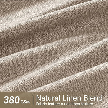 MIULEE Pinch Pleated Thick Linen Curtains 90 Inches Long 2 Panels for Living Room Bedroom, Linen Texture Memory Trained Drapes Pinch Pleat Rustic Farmhouse Window Curtains with Hooks&Rings, Taupe