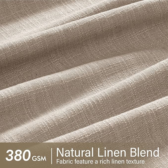 MIULEE Pinch Pleated Thick Linen Curtains 84 Inches Long 2 Panels for Living Room Bedroom, Linen Texture Memory Trained Pleat Drapes Rustic Farmhouse Track System Curtains with Hooks&Rings, Taupe