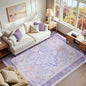 Area Rugs 6'x9' Washable Non-Slip, Floral Vintage Distress Print Pattern Medallion Carpet for Living Room Bedroom Dining Room, Light Purple Brown