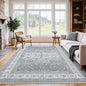 AMADA HOMEFURNISHING 5x7 Area Rugs, Washable Living Room Rug with Non-Slip Backing, Low Pile and Durable Edge Binding, Soft Vintage Floral Rugs for Living Room, Bedroom, Dining Room